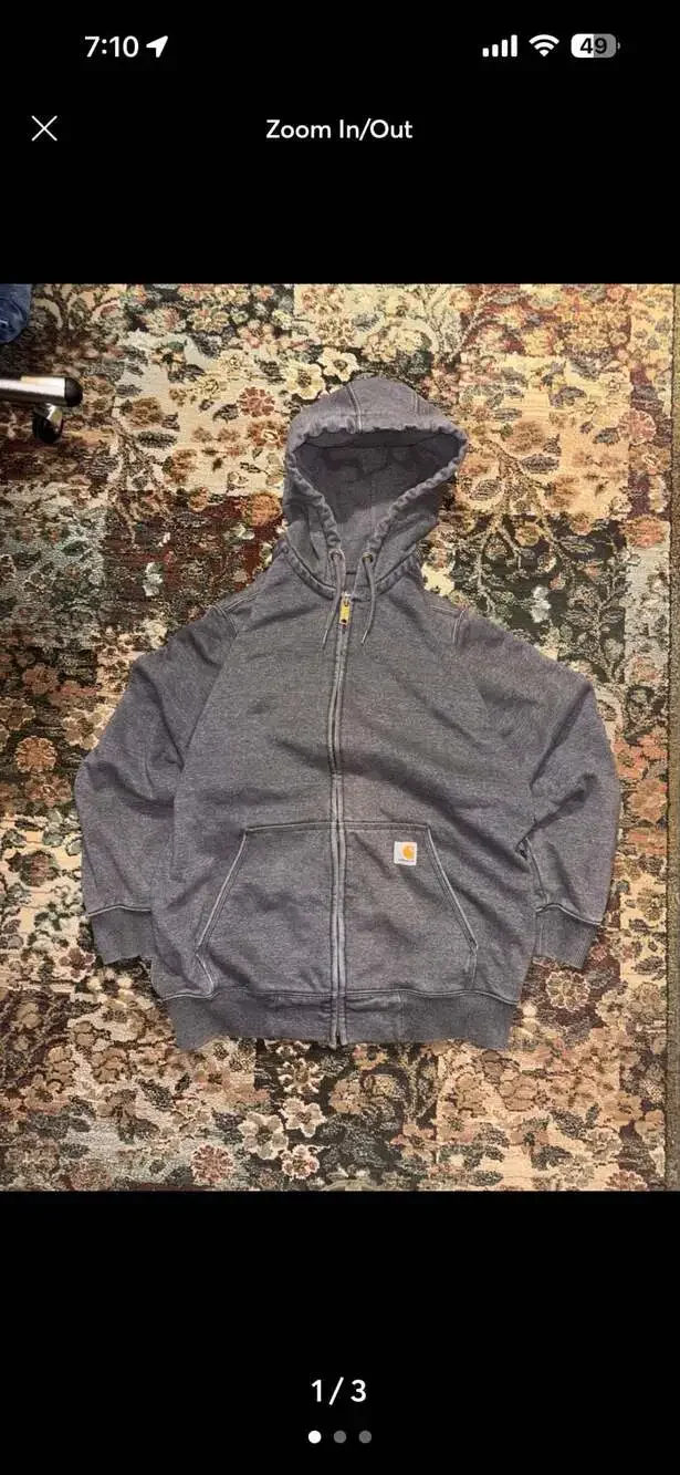 Carhartt K122 Midweight Hooded Zip-Front Sweatshirt Charcoal Heather Size L - Picture 4 of 4